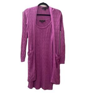 Ralph Lauren Black Label Collection Silk Cable Knit Cardigan Sweater Dress Set S
